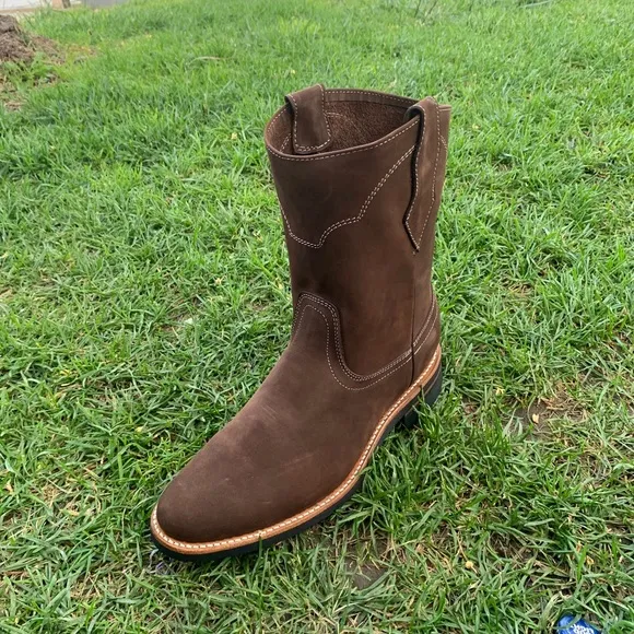 MEN'S WORK BOOTS GENUINE NUBUCK LEATHER PULL ON BOTA TRABAJO LIGHTWEIGHT 303