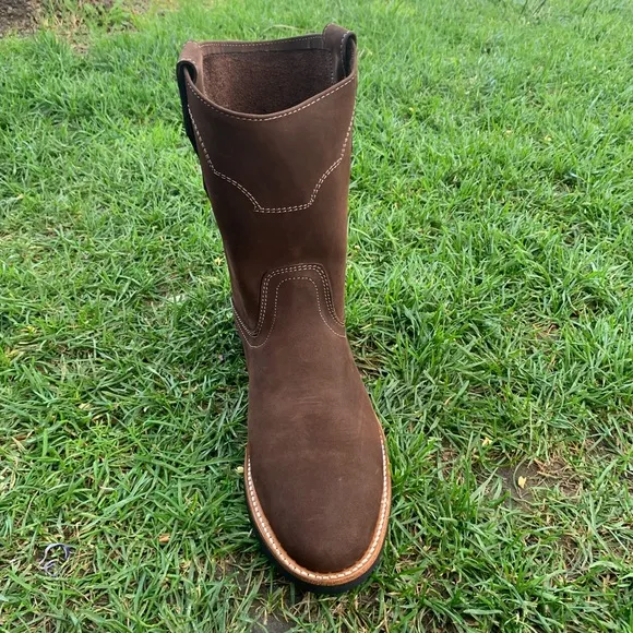 MEN'S WORK BOOTS GENUINE NUBUCK LEATHER PULL ON BOTA TRABAJO LIGHTWEIGHT 303