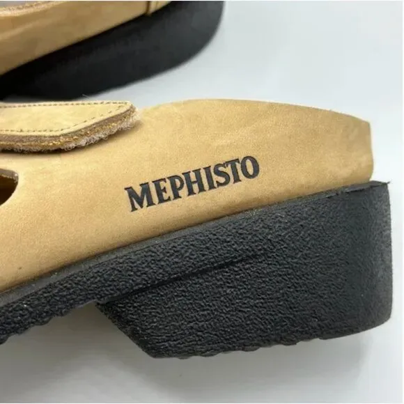 Mephisto Leather Double Wide Band Velcro Sandals Size 39