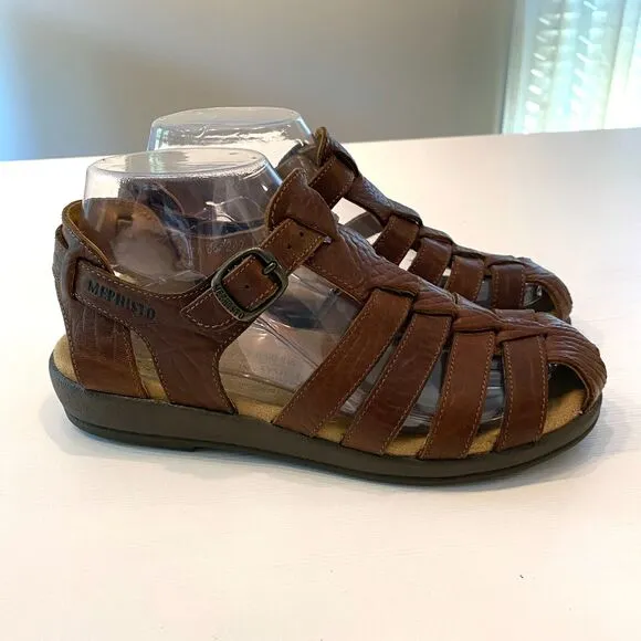 Mephisto Men's Sam Brown Leather Comfort Fisherman Sandals EU Size 37‎ US 6.5