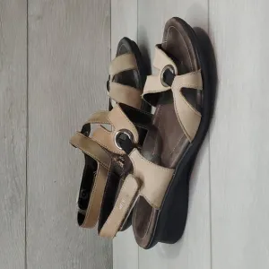 Mephisto Womens Comfort Ankle Leather Wedge Nubuck Sandals shoes sz 38/8