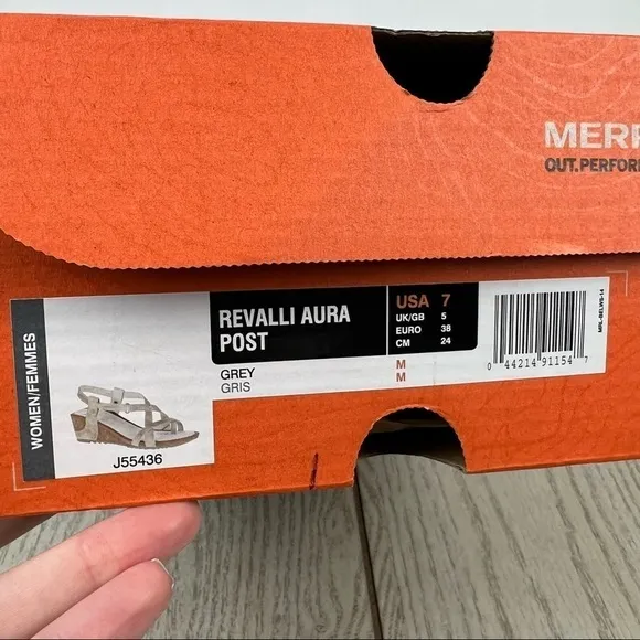 Merrell Revalli Aura Post Strappy Wedge Sandals US7 Women's Grey $150
