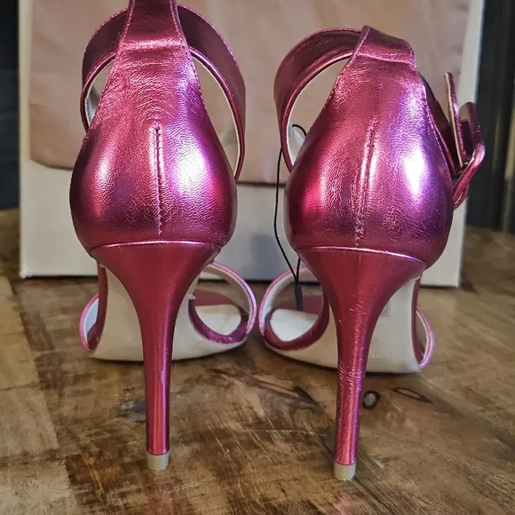 Metallic Barbie Pink Ankle Strap Heels Bianca Di Size 37