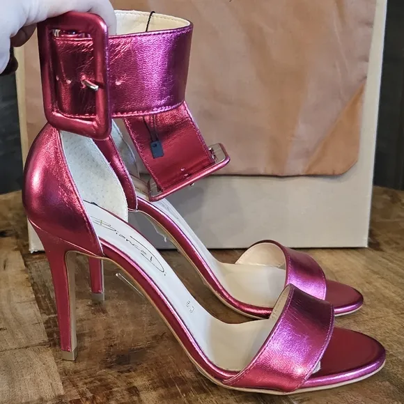 Metallic Barbie Pink Ankle Strap Heels Bianca Di Size 37