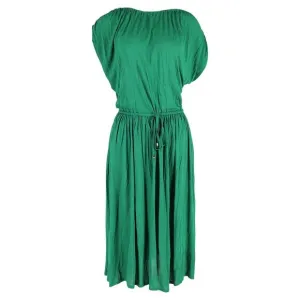 Michael Kors Tie Waist Midi Dress in Green Cotton