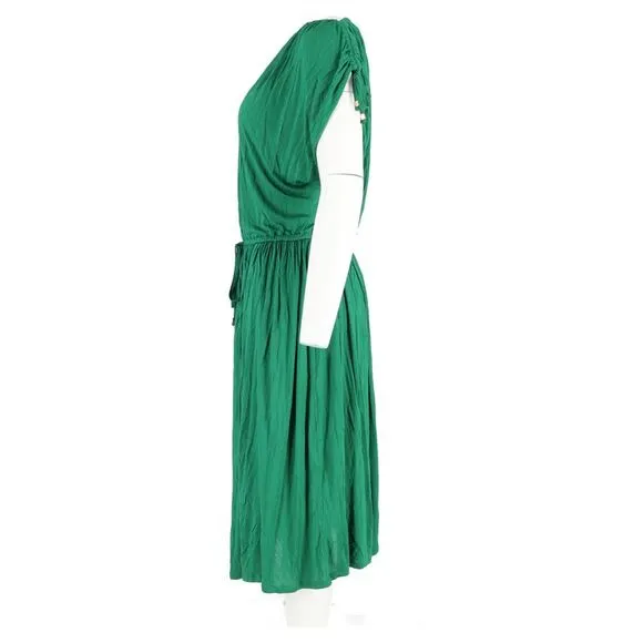 Michael Kors Tie Waist Midi Dress in Green Cotton
