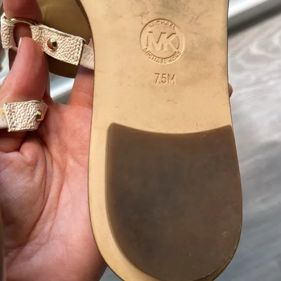 Michael Kors Women's Sandals Conway Light Pink Gold 7.5 Slip-on Spring Summer