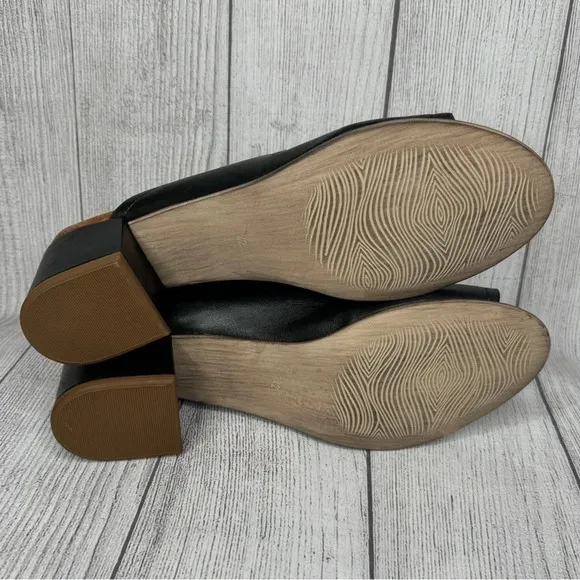 Miz Mooz Black Leather Slide Heeled Sandals Briar Size 42 Wide