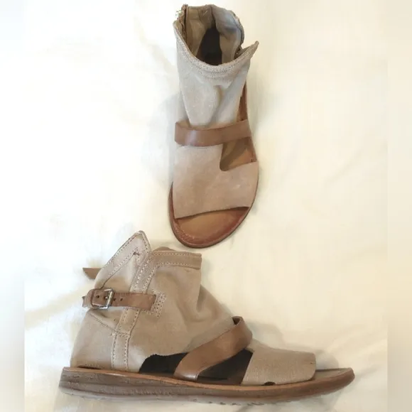 Miz Mooz Finney Suede Sandals - 37 &amp; 40 WIDE EU - Taupe Suede - NWOB