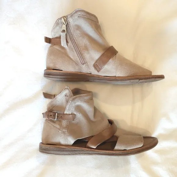 Miz Mooz Finney Suede Sandals - 37 &amp; 40 WIDE EU - Taupe Suede - NWOB