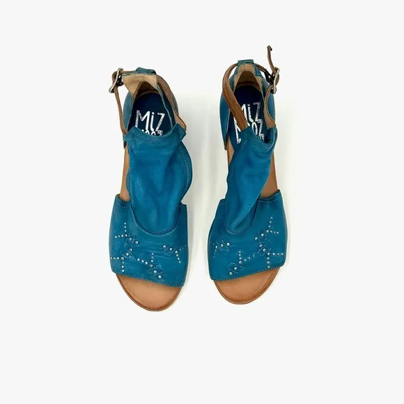 Miz Mooz Leather Sandals Boho Tribal Palomina Blue Denim Women’s Size EU38 / US8