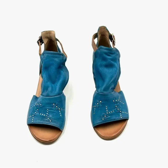 Miz Mooz Leather Sandals Boho Tribal Palomina Blue Denim Women’s Size EU38 / US8