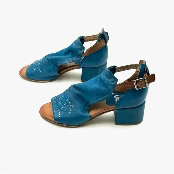 Miz Mooz Leather Sandals Boho Tribal Palomina Blue Denim Women’s Size EU38 / US8