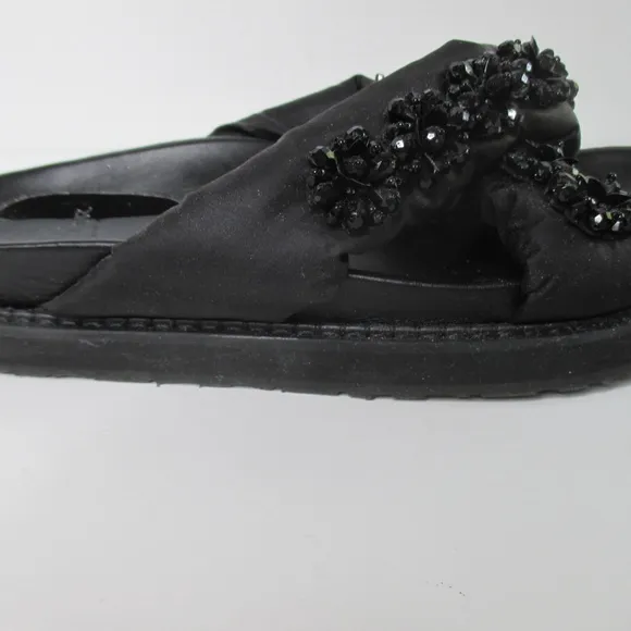 Moncler Rosabel Sandal Glitter Mule Black Beading NWT