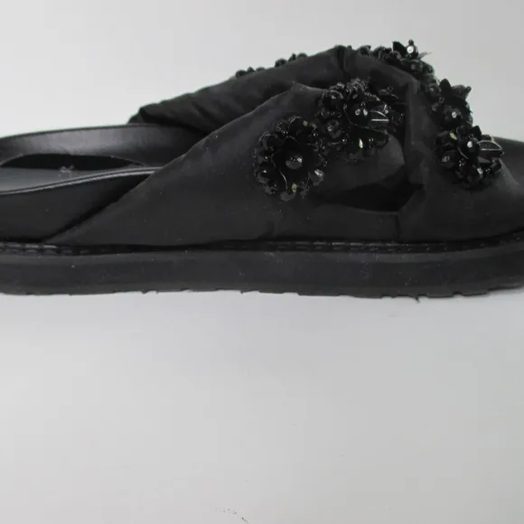 Moncler Rosabel Sandal Glitter Mule Black Beading NWT