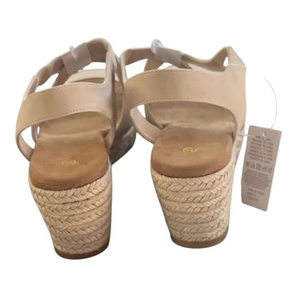 MySoft Women’s Beige Open Toe Wedge Sandals