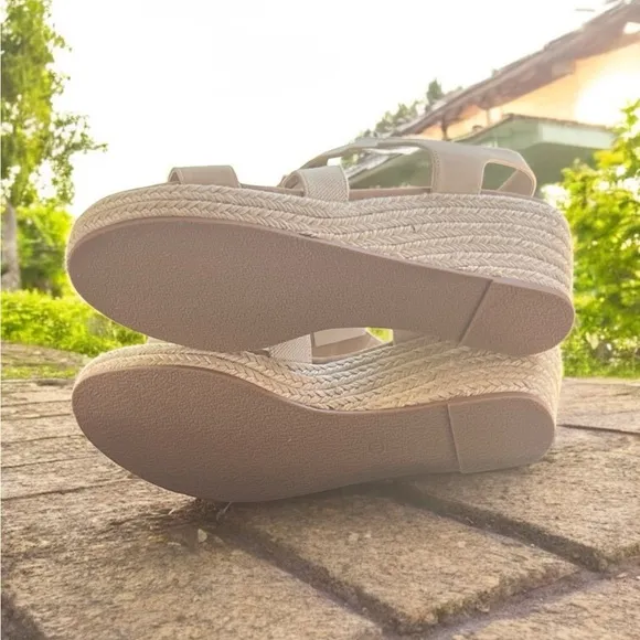 MySoft Women’s Beige Open Toe Wedge Sandals
