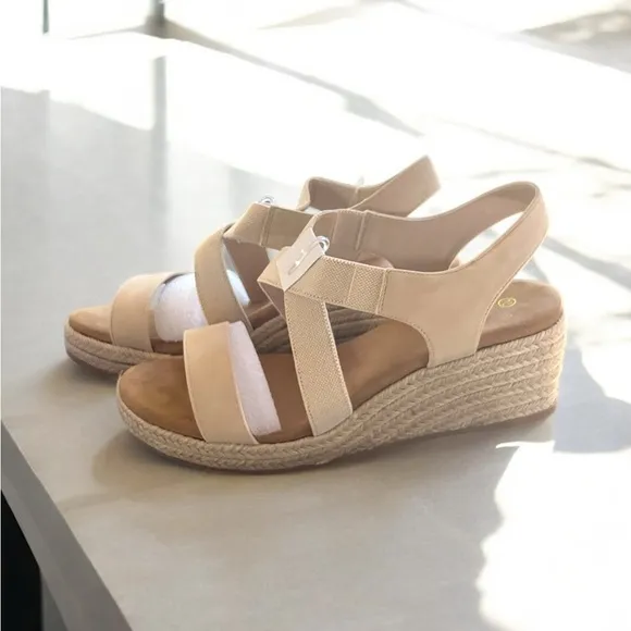 MySoft Women’s Beige Open Toe Wedge Sandals