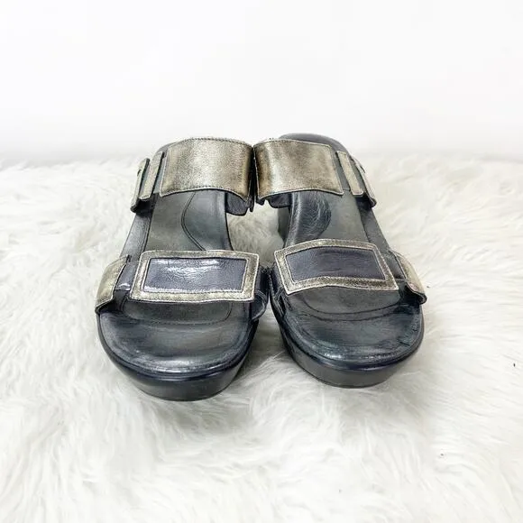 Naot 40 EU 9.5 US Womens Brown Metallic Leather Slide Comfort Wedge Sandals