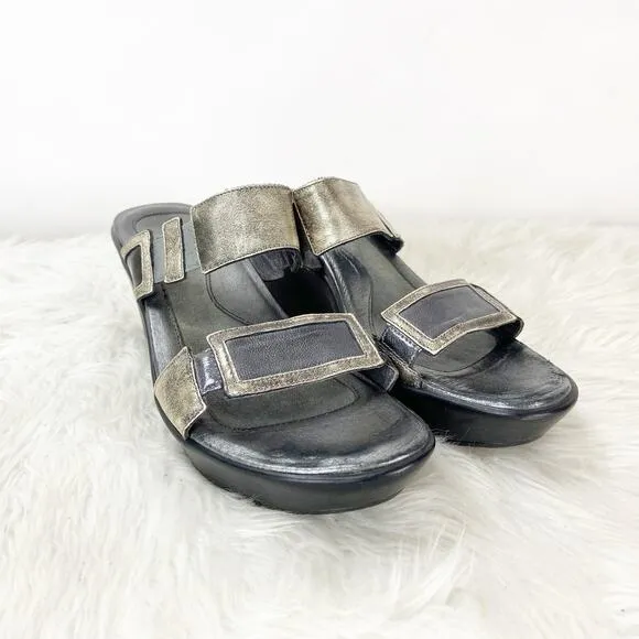 Naot 40 EU 9.5 US Womens Brown Metallic Leather Slide Comfort Wedge Sandals