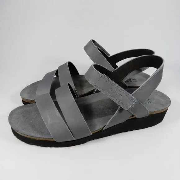 Naot Kayla Wedge Sandals Size EU 42 11 11.5 Slate Grey Leather Comfort NEW $144