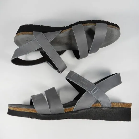 Naot Kayla Wedge Sandals Size EU 42 11 11.5 Slate Grey Leather Comfort NEW $144