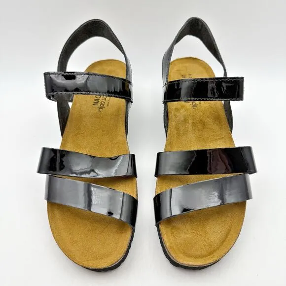 Naot Womens Kayla Sandals EU 41 US 10 Brown Black Patent Leather NIB