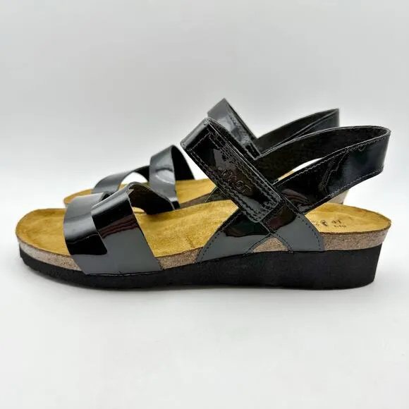 Naot Womens Kayla Sandals EU 41 US 10 Brown Black Patent Leather NIB