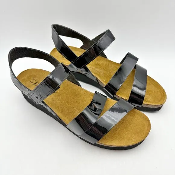 Naot Womens Kayla Sandals EU 41 US 10 Brown Black Patent Leather NIB