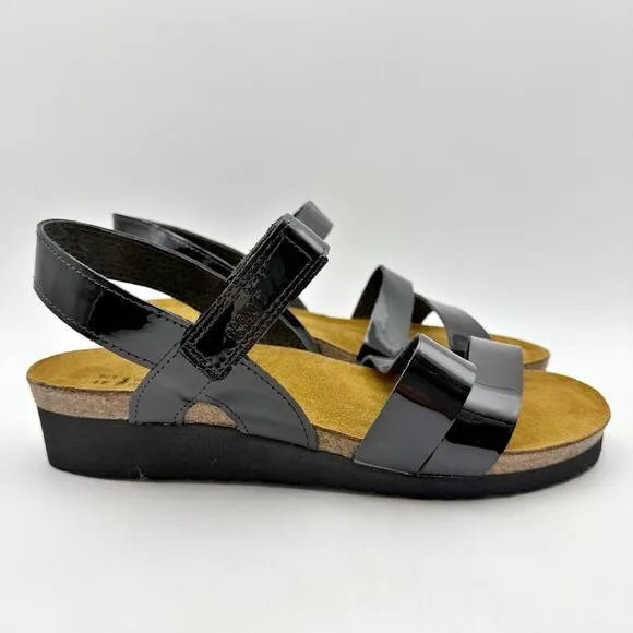 Naot Womens Kayla Sandals EU 41 US 10 Brown Black Patent Leather NIB