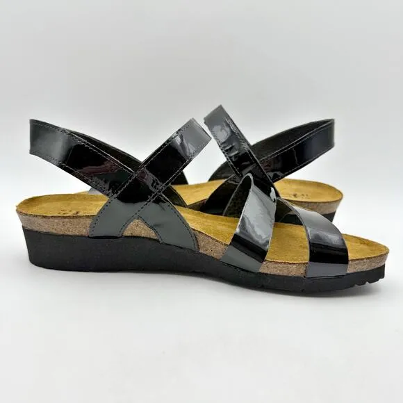 Naot Womens Kayla Sandals EU 41 US 10 Brown Black Patent Leather NIB