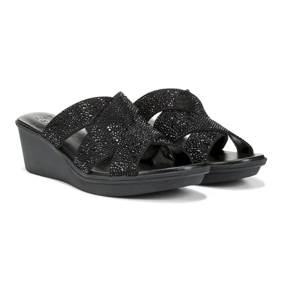 Naturalizer® Rowena 2 Sandals Black Wedges Women's Size 8W New in Box