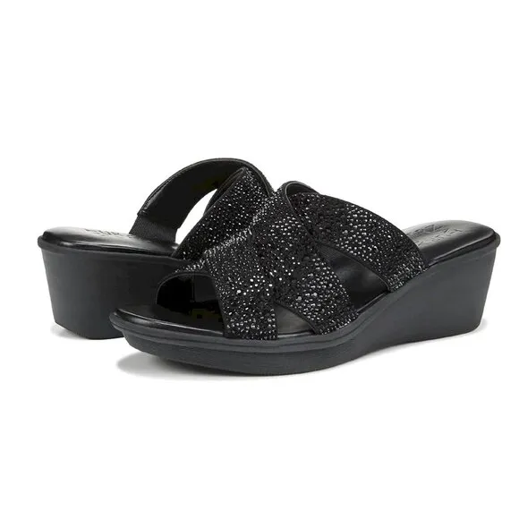 Naturalizer® Rowena 2 Sandals Black Wedges Women's Size 8W New in Box