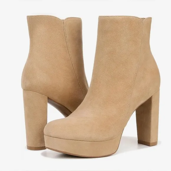 Naturalizer Womens Flavio Platform Dress Ankle Boot Tan Suede 9.5M