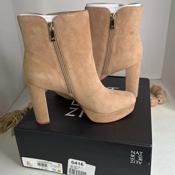 Naturalizer Womens Flavio Platform Dress Ankle Boot Tan Suede 9.5M