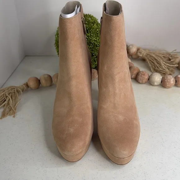 Naturalizer Womens Flavio Platform Dress Ankle Boot Tan Suede 9.5M