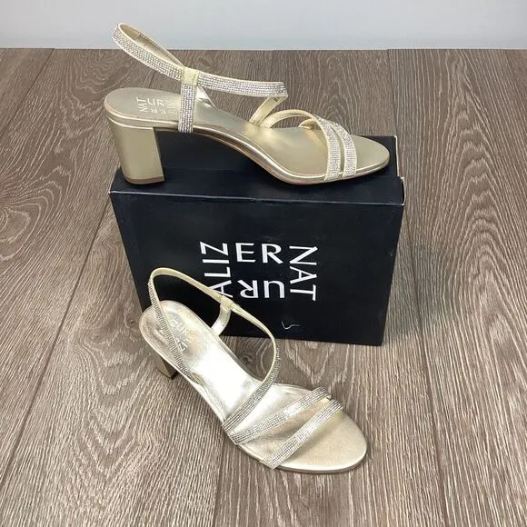 Naturalizer Women's Vanessa2 Strappy Heeled Sandal Chunk Heel Tan‎ Crème Brûlée