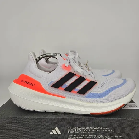 New adidas Ultra Boost Light HQ6351 White Black Solar Red Men’s Shoes Size 13