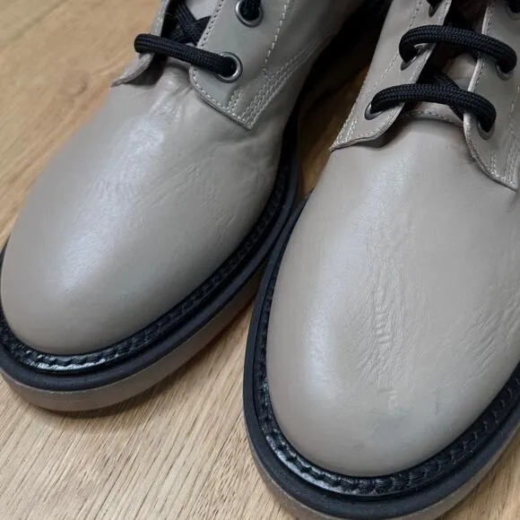 NEW AGL Attilio Giusti Leombruni Moreen Lace-Up Gray Leather Ankle Combat Boots