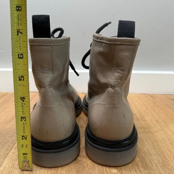 NEW AGL Attilio Giusti Leombruni Moreen Lace-Up Gray Leather Ankle Combat Boots