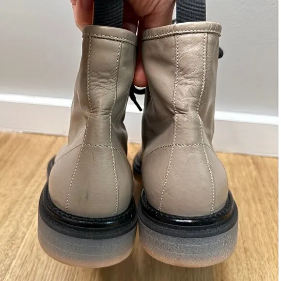 NEW AGL Attilio Giusti Leombruni Moreen Lace-Up Gray Leather Ankle Combat Boots
