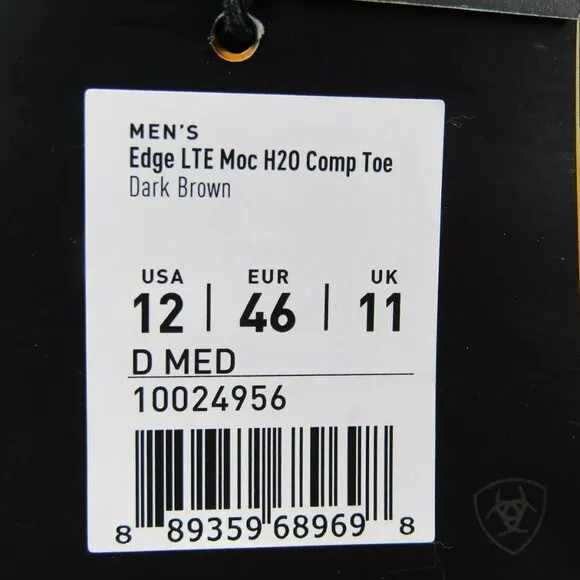NEW ARIAT Mens Edge LTE Moc Boot Waterproof Composite Toe  Brown Size 12D