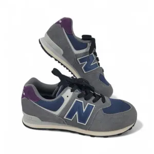New Balance 574 Womens 6.5/Mens 5/37.5 EU Sneakers Gray Purple Blue Suede Mesh