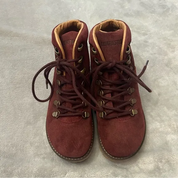 New! Birkenstock Jackson Lace-Up Boots burgundy red nwob