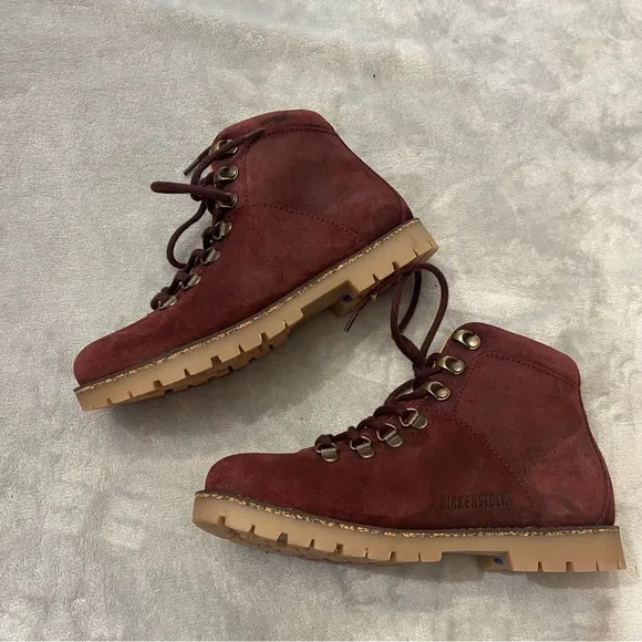 New! Birkenstock Jackson Lace-Up Boots burgundy red nwob