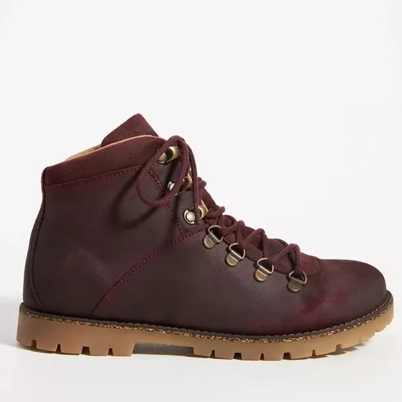 New! Birkenstock Jackson Lace-Up Boots burgundy red nwob