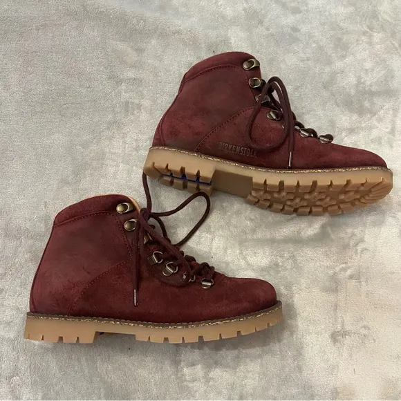 New! Birkenstock Jackson Lace-Up Boots burgundy red nwob