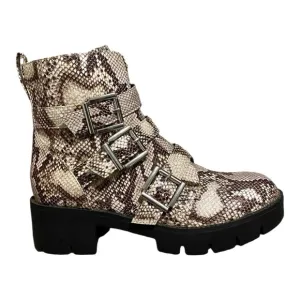 New BP Lilly Nordstrom Snakeskin Strappy Buckle Chunky Platform Combat Boots