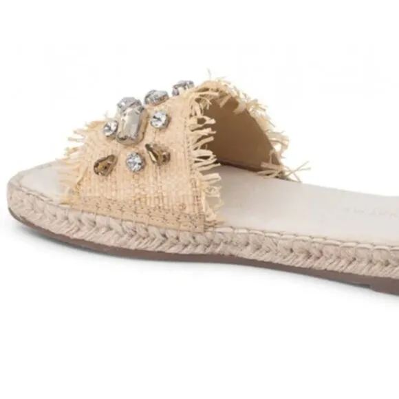 NEW CHOCOLAT BLU Ellis Slide Sandals Natural Raffia for women 563tn