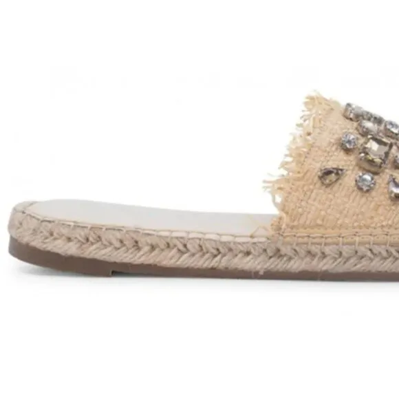 NEW CHOCOLAT BLU Ellis Slide Sandals Natural Raffia for women 563tn